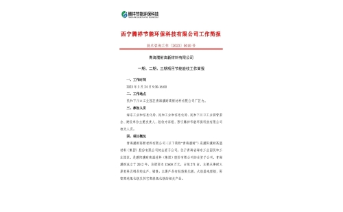 青海濮耐高新材料有限公司一期、二期、三期項目節(jié)能驗收工作簡報
